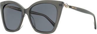 Jimmy Choo London Womens Cat Eye Sunglasses Rua /G MF7IR Pearled Gray 56mm