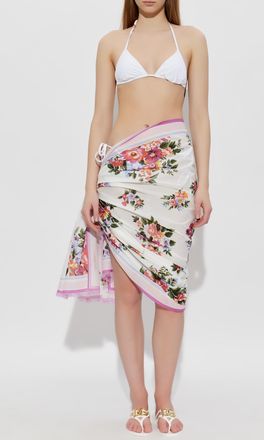 Dolce & Gabbana Pareu With Floral Motif, Womens, White