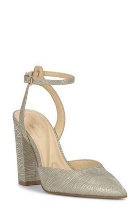 Jessica Simpson Nazela Pointed Toe Ankle Strap Pump in Gold 14 at Nordstrom Rack, Size 6.5