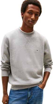 Tommy Hilfiger Mens Essential Crew Neck Regular Fit Fleece Sweatshirt, Grey (Medium Grey Heather), XXL