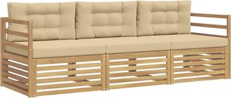vidaXL Conjunto De Sof&aacute;s De Exterior 3 Uds. Y Beige Poli&eacute;ster Vidaxl
