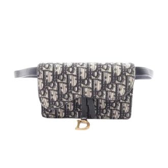 Dior Pre-owned Saddle Oblique Canvas Waist Bag - Dames - Pre-owned - Blauw - Maat: ONE Size Leer