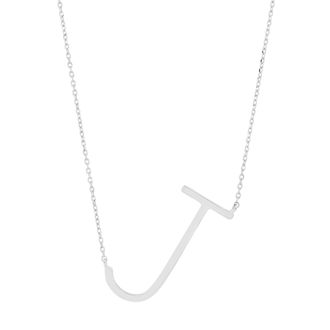 MAX + STONE Solid 10K Yellow or White Gold Initial Pendant Necklace 16-18 inch Cable Chain