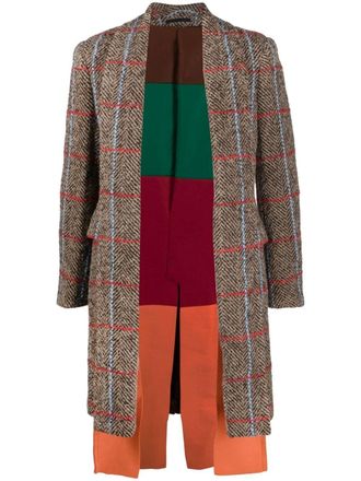 Comme Des Gar&ccedil;ons herringbone-patterned coat - Brown