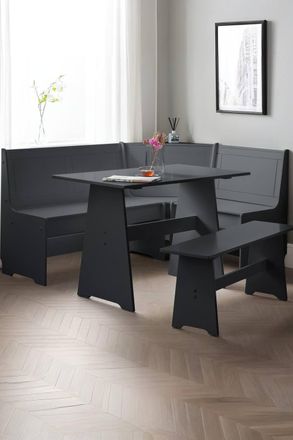 Julian Bowen Newport Corner 5 Seater Dining Set with Storage Bench in Black