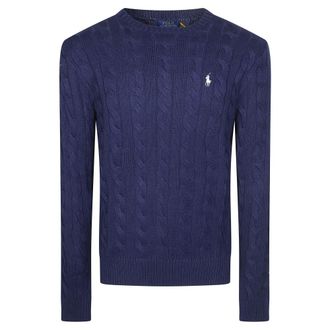 Polo Ralph Lauren Round-neck Knitwear, male, Blue, Size: XL Maglia Gc Treccia