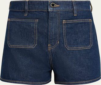 Veronica Beard Elijah Denim Patch Pocket Shorts