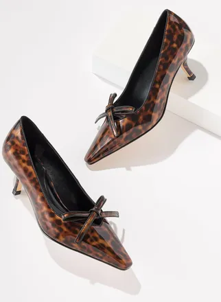 Talbots Maren Kitten Heel Pumps - Tortoiseshell Patent - Brown - 10 1/2 M Talbots