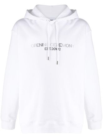 Opening Ceremony embroidered logo hoodie - men - Cotton/Cotton/Spandex/Elastane - S - White