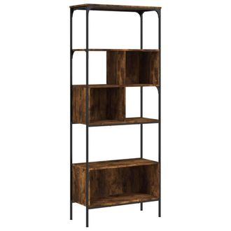 Berkfield Home Bookcase 5-Tier Smoked Oak 76x33x188.5 cm Engineered Wood in Brown
