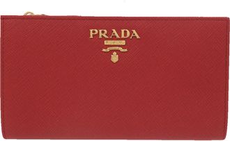 Prada Fuoco Red Color Saffiano Wallet (Bi-Fold) (Pre-Owned)