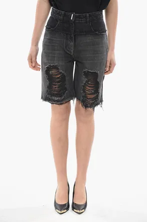 Givenchy Distressed Denim Shorts With Belt Loops Givenchy