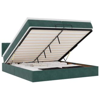 vidaXL Estructura De Cama Otomana Con Colch&oacute;n Verde Oscuro 200x200 Cm Vidaxl