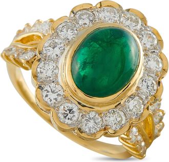 Luxury Bazaar 18K Yellow Gold 1.50ct Diamond and Emerald Ring MF13-042926