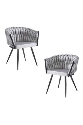 Regalos Miguel Packs Sillas Comedor - Pack 2 Sillas Widny Black Terciopelo - Gris Claro