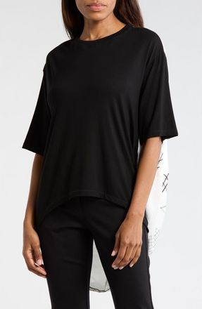 Patrizia Luca Mixed Media High-Low Top in Black/White at Nordstrom Rack