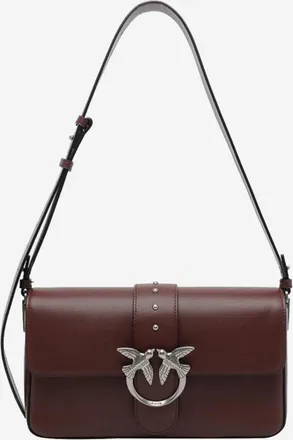 Pinko Womens Shoulder Bag Burgundy Leather