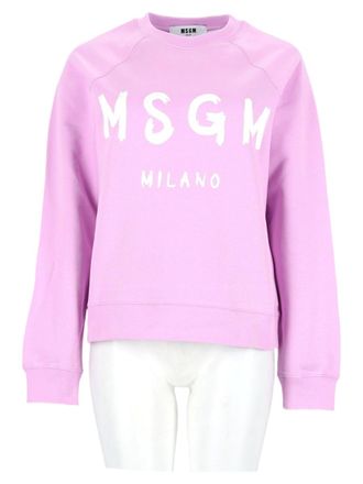 Msgm Lilac Printed Cotton Sweatshirt