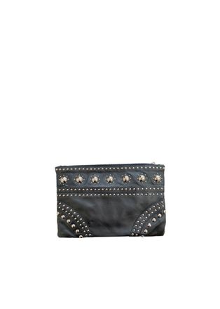 Prada Black Leather Studded Clutch Bag