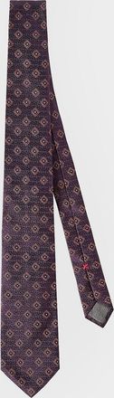 Brunello Cucinelli Men & apos;s Chevron Medallion Jacquard Silk Tie