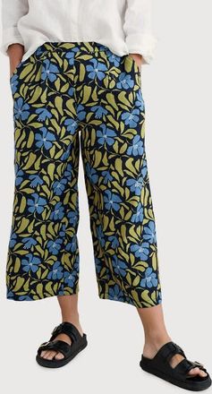 Seasalt Cornwall Peaceful Haven Linen Culottes in Leafy Floral Maritime at Nordstrom, Size 16 Us