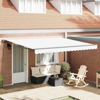 vidaXL Toldo Retr&aacute;ctil Manual Blanco 400x300 Cm Tela Vidaxl