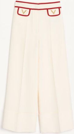 Valentino Pantaloni In Crepe Couture Donna AVORIO/ROSSO 36