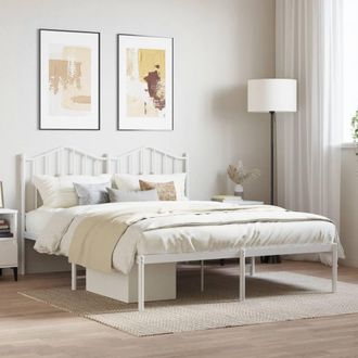 Berkfield Home Metal Bed Frame with Headboard White 150x200 cm King Size