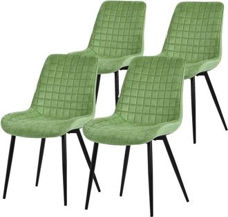 ML Design Ml-design - Set 4x Sillas De Comedor Salvia Con Respaldo Asiento Ergon&oacute;mico Acolchado Tapizado De Terciopelo Con Patas De Metal Sill&oacute;n De Dise&ntilde;o Moder