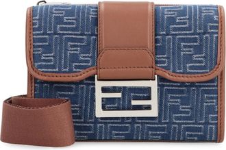 Fendi Dubbele tas met leren details - Heren - Schoudertassen - Blauw - ONE Size - Katoen - Tassen