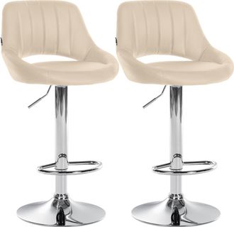 Clp Juego De 2 Taburetes De Bar Milet De Piel Sintetica Crema