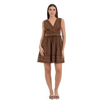 Kocca Kleedjes, Dames, Bruin, XS, Katoen, Mouwloze katoenen jurk