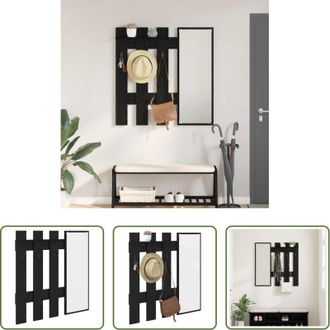 vidaXL Appendiabiti con specchio - Appendiabiti a muro con specchio Rovere Nero 100 x 10 x 100 cm