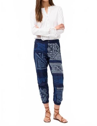 Johnny Was Bandana Embroidered Pant In Blue Night