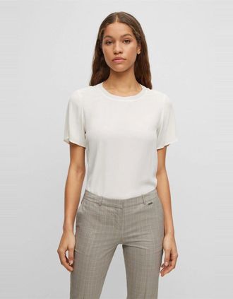 HUGO BOSS Womens Ilyeana Crew Neck Regular Fit T-Shirt - White - Size: 18 xxxl