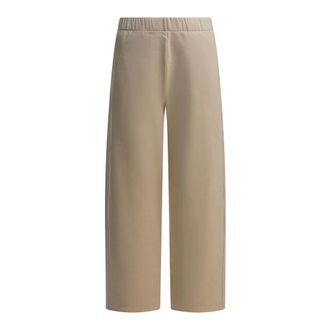 Max Mara Wide Trousers, female, Beige, Size: M Beige Silk Blend Cropped Trousers