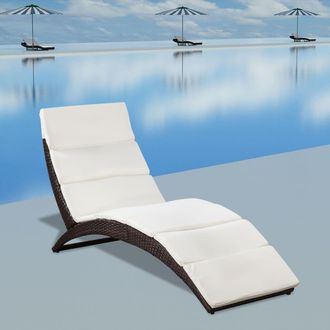 vidaXL Vidaxl - Tumbona Plegable Con Coj&iacute;n Rat&aacute;n Sint&eacute;tico Marr&oacute;n