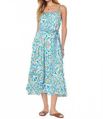 Current Air Printed Camisole Midi Dress In Blue Multi