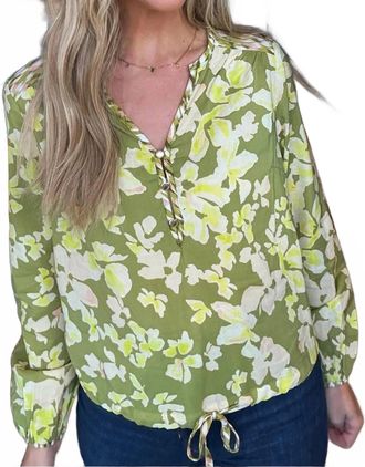Tribal Modern Muse Blouse In Kiwi Zest