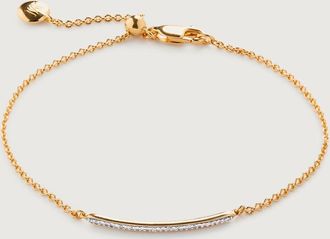 Monica Vinader Skinny Diamond Short Bar Bracelet, Gold Vermeil on Silver