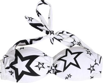 Dolce & Gabbana Millennials Star Print Gewatteerde Bandeau Bikini Top - Dames - BHs - Wit - XS - Nylon - Ondergoed