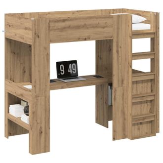 vidaXL Estructura De Litera Con Escritorio Roble Artisan 100 X 200 Cm Vidaxl