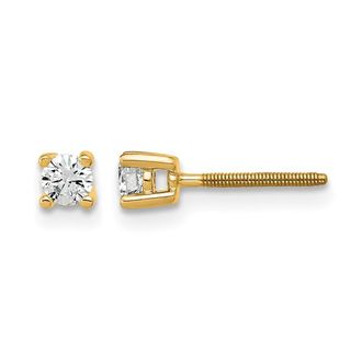 Diamond2Deal 14k Yellow Gold 1/5 ct Round Lab Grown Diamond Stud Earrings Screw Back VS Clarity, D-E Color