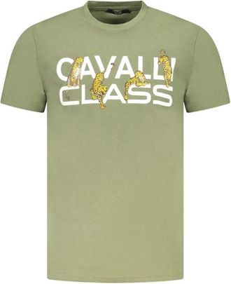 Cavalli Cotton T-Shirt - Heren - T-shirts - Groen - L - Katoen - Tops