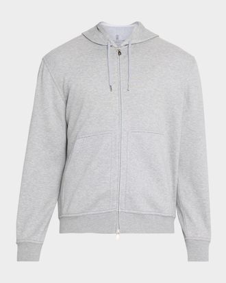 Brunello Cucinelli Men & apos;s Cashmere-Blend Hooded Sweatshirt Cardigan