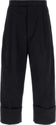 Thom Browne High Rise Double Pleat Trouser - Heren - Vrijetijds broeken - Zwart - L - Katoen - Broeken