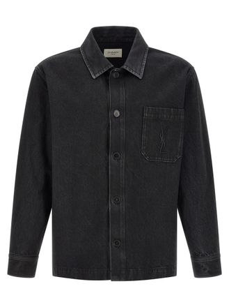 Saint Laurent Black Logo Relaxed Overshirt