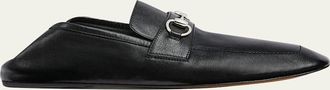 Gucci Mens Edgar Leather Bit Loafers with Foldable Heel