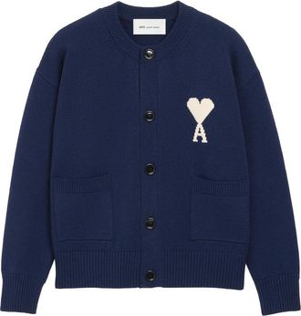 Ami Ami De Coeur Intarsia Crewneck Cardigan