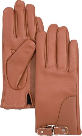 Lauren Ralph Lauren Saddle Buckle Leather Gloves in Cuoio at Nordstrom, Size X-Large